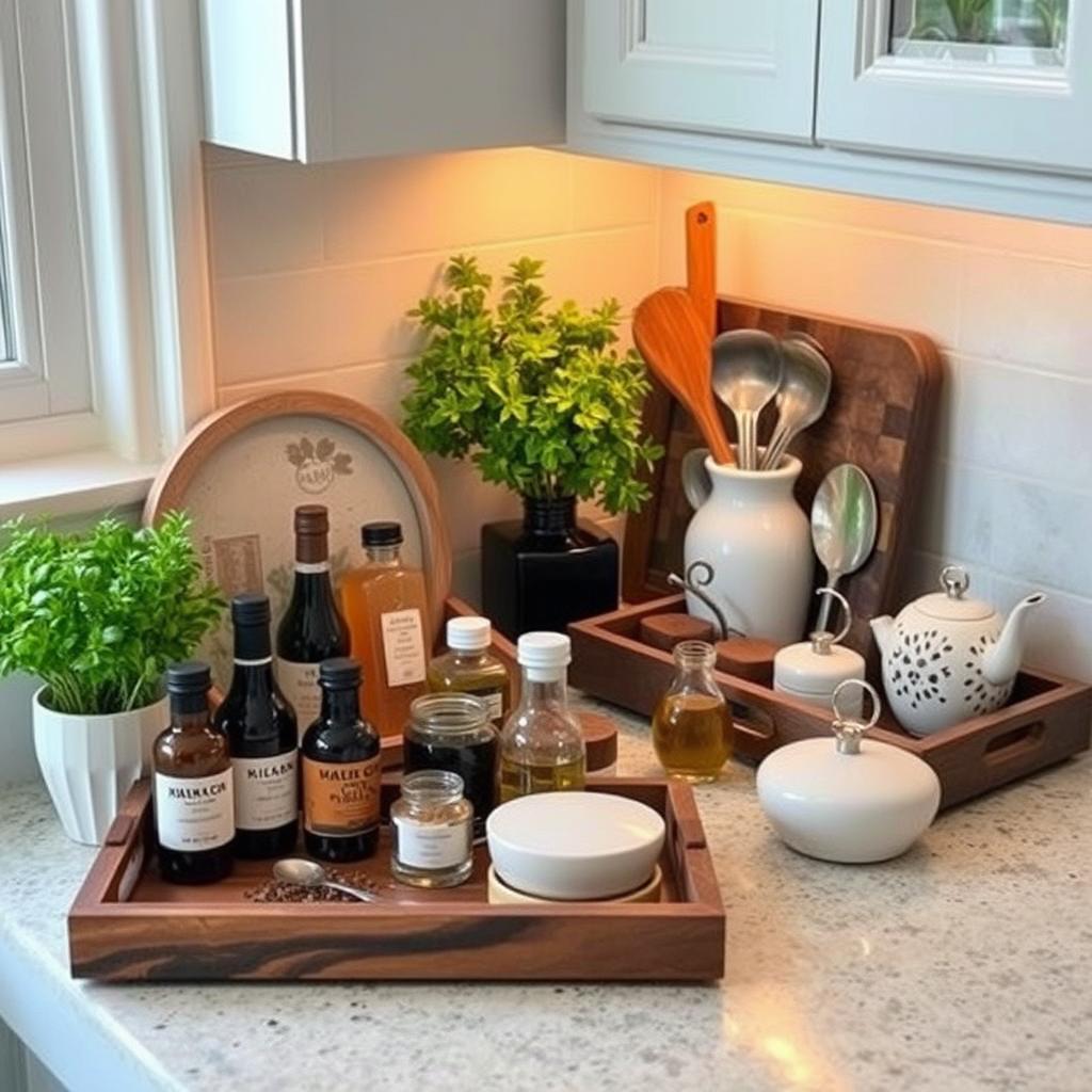 Decorative Kitchen Trays for Counter Organization