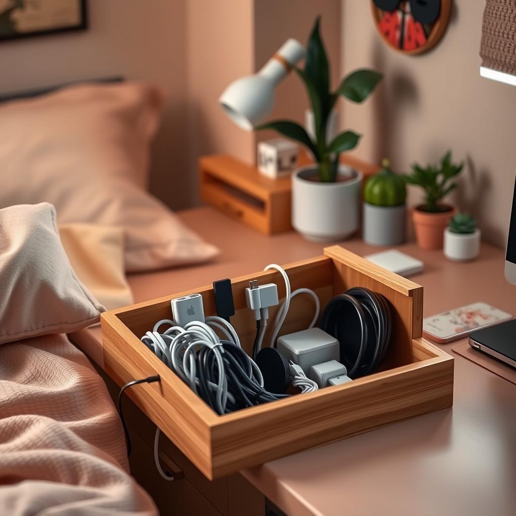 Dorm Room Cord Organization DIY