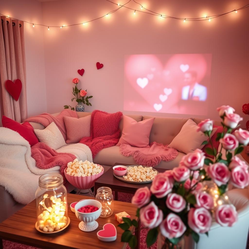 Galentine's Day Movie Night Setup