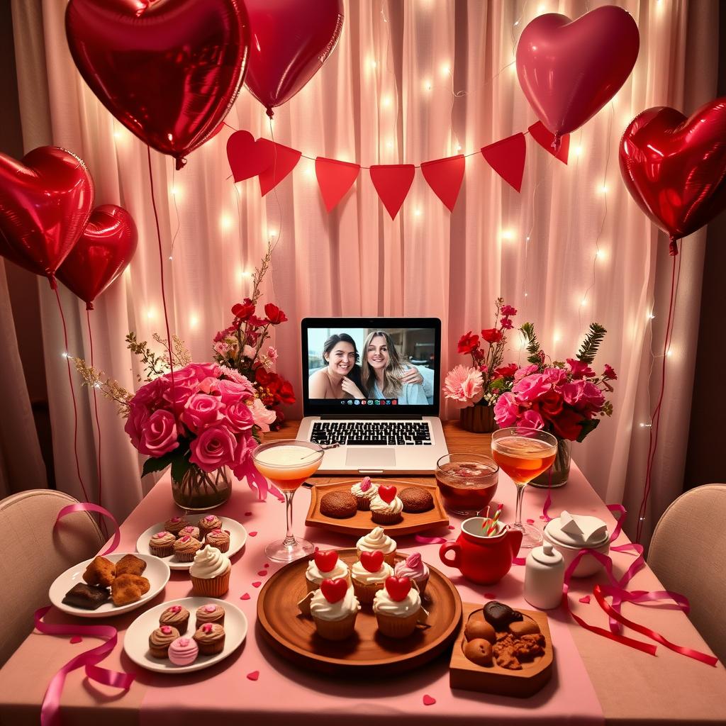 Galentine's day virtual party decorations